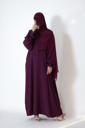 Magenta Petal Everyday Abaya (Elastic Sleeves)