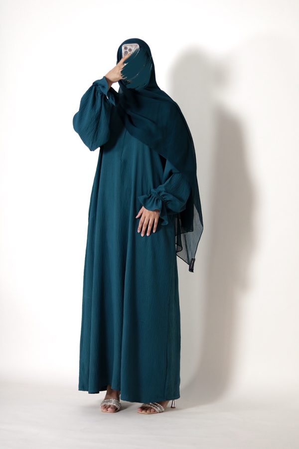 Peacock Petal Everyday Abaya (Elastic Sleeves) - Image 4