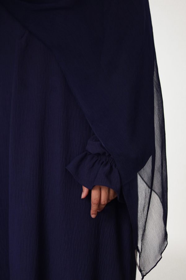 Sapphire Blue Petal Everyday Abaya (Elastic Sleeves) - Image 12