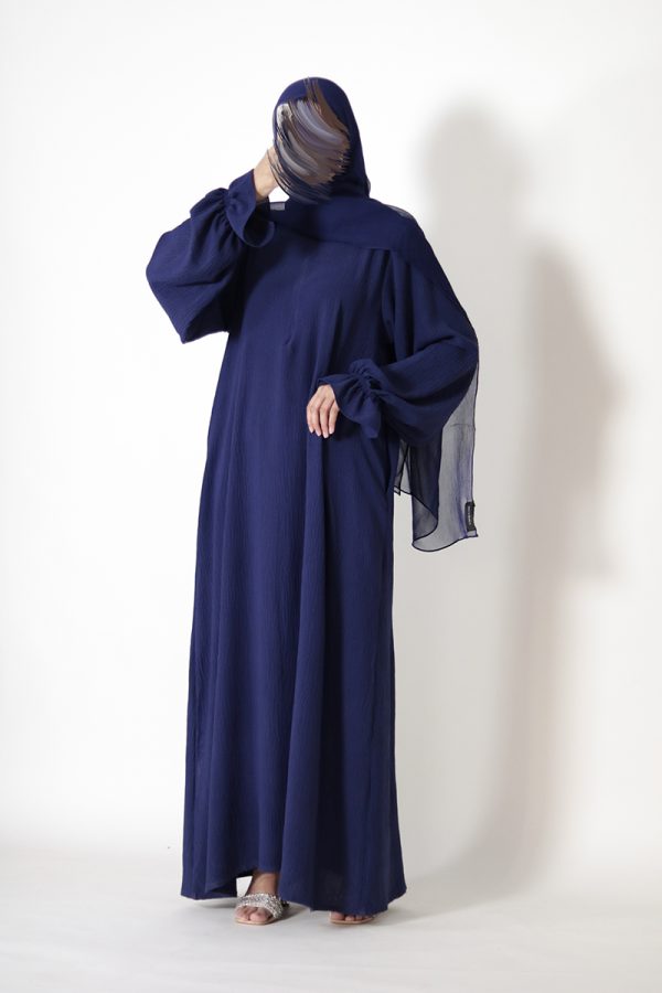 Sapphire Blue Petal Everyday Abaya (Elastic Sleeves) - Image 3