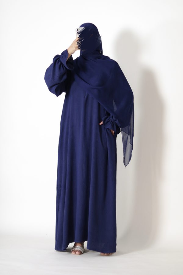 Sapphire Blue Petal Everyday Abaya (Elastic Sleeves) - Image 2