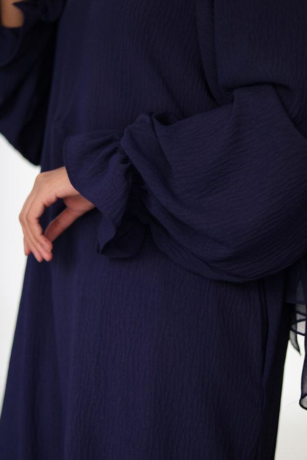 Sapphire Blue Petal Everyday Abaya (Elastic Sleeves) - Image 11