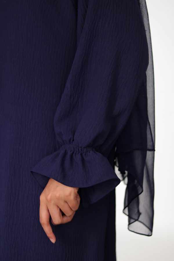 Sapphire Blue Petal Everyday Abaya (Elastic Sleeves) - Image 10