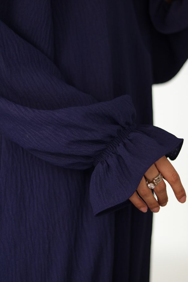 Sapphire Blue Petal Everyday Abaya (Elastic Sleeves) - Image 9