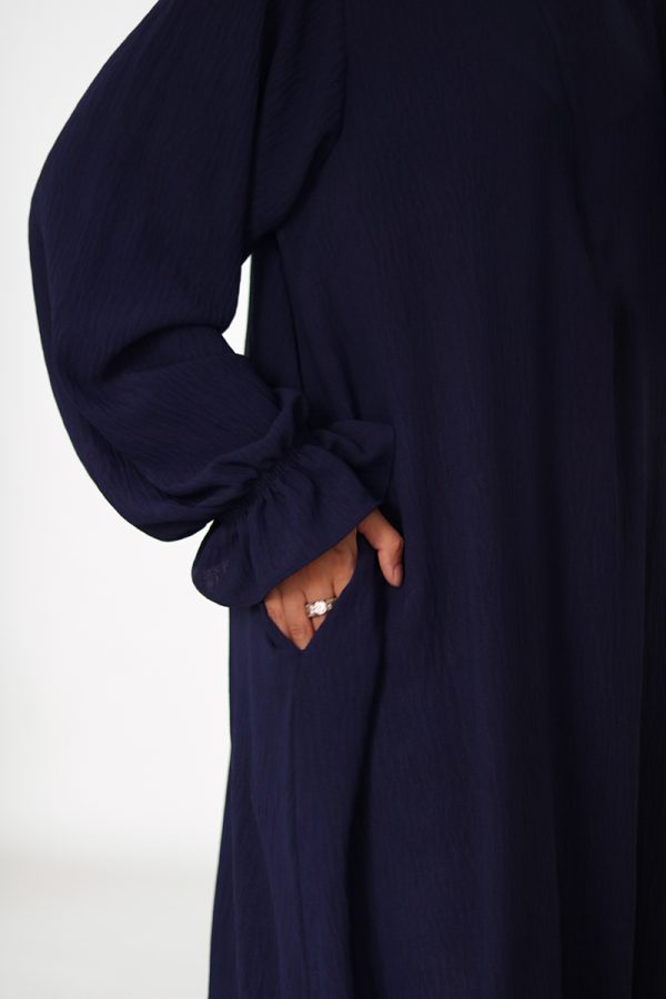 Sapphire Blue Petal Everyday Abaya (Elastic Sleeves) - Image 8