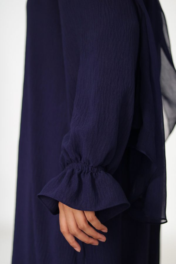 Sapphire Blue Petal Everyday Abaya (Elastic Sleeves) - Image 7