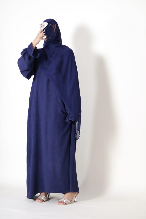 Sapphire Blue Petal Everyday Abaya (Elastic Sleeves) - Image 5