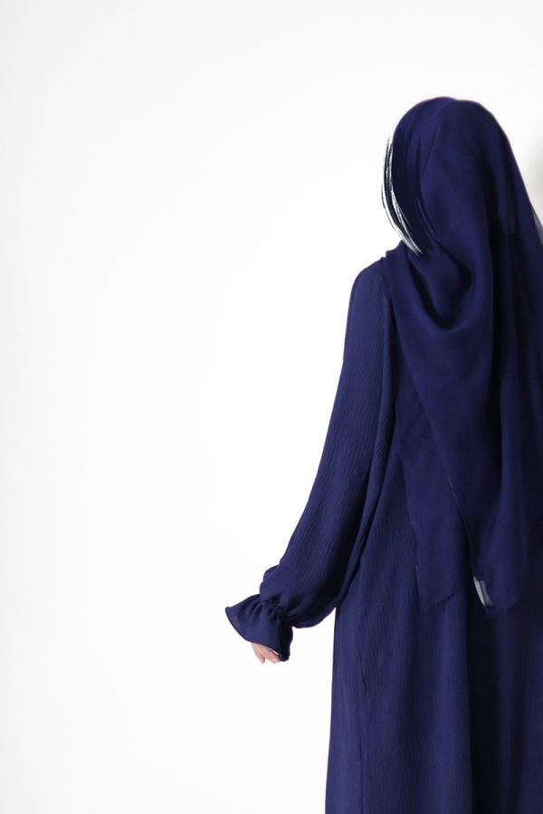 Sapphire Blue Petal Everyday Abaya (Elastic Sleeves) - Image 4