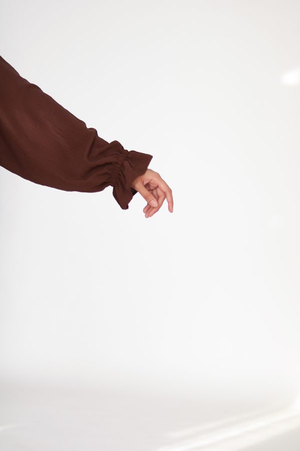Walnut Brown Petal Everyday Abaya (Elastic Sleeves) - Image 5