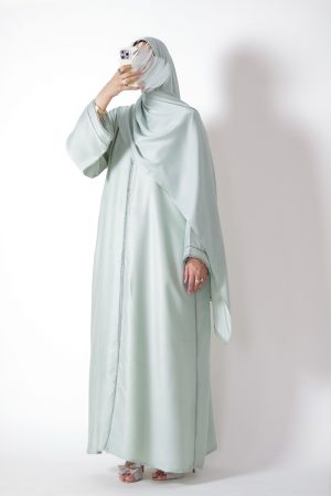 Aquamarine Silk Abaya