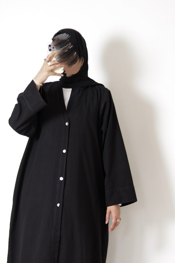 Cold Brew Cotton Buttoned Abaya - Image 9
