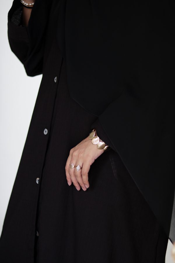Cold Brew Cotton Buttoned Abaya - Image 3