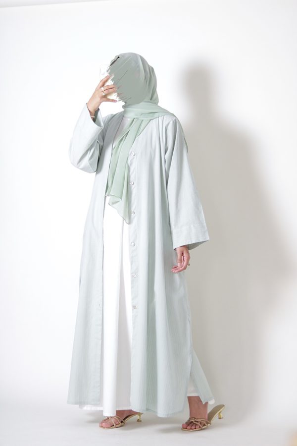 Mint Sundae Cotton Buttoned Abaya - Image 9