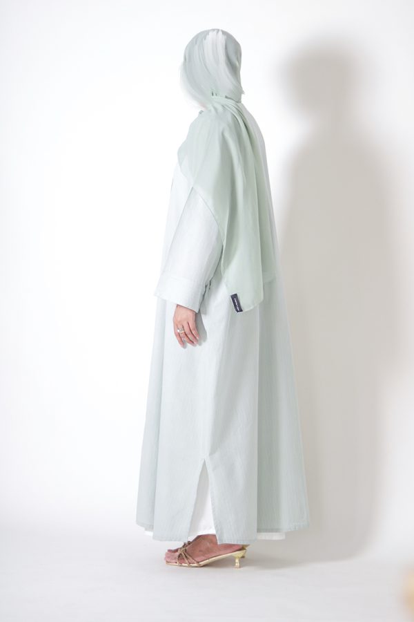 Mint Sundae Cotton Buttoned Abaya - Image 8