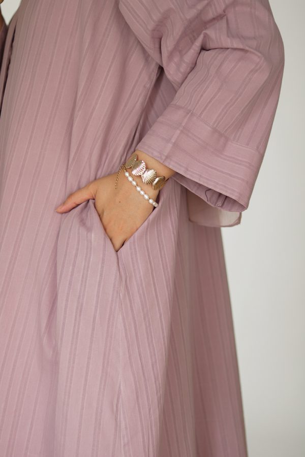 Misty Mauve Cotton Buttoned Abaya - Image 2