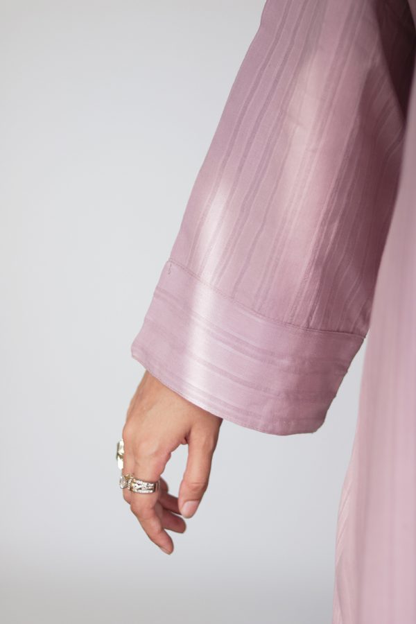 Misty Mauve Cotton Buttoned Abaya - Image 3