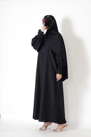 Moonlit Black Textured Silk Muse Abaya
