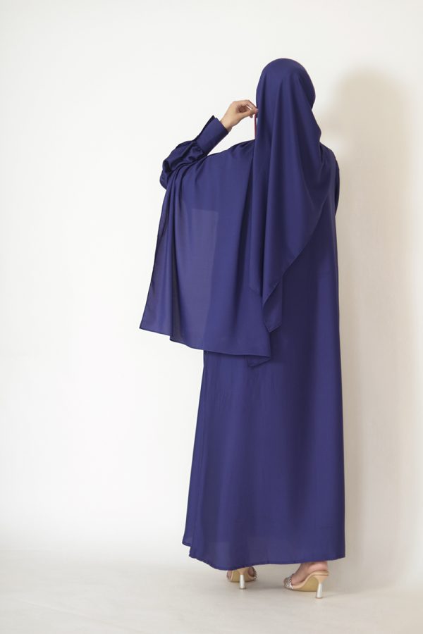 Ocean Blue Textured Silk Muse Abaya - Image 11