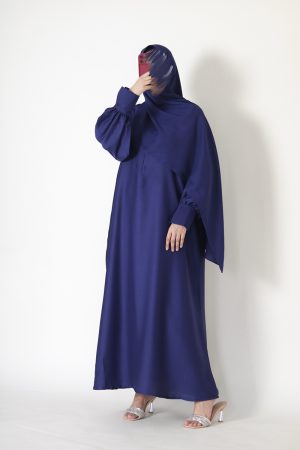Ocean Blue Textured Silk Muse Abaya
