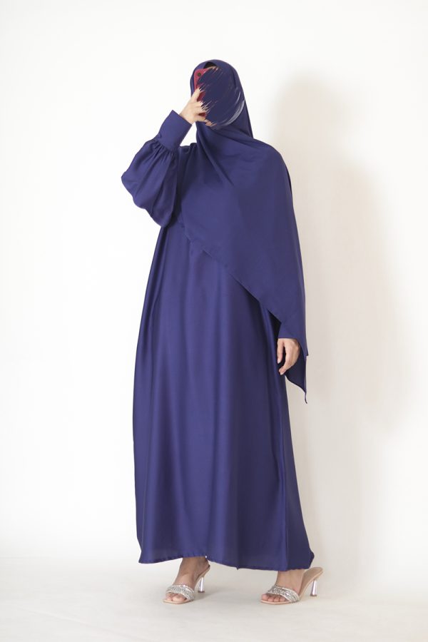 Ocean Blue Textured Silk Muse Abaya - Image 8