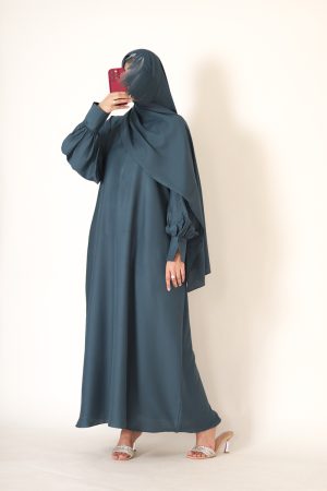 Palm Green Textured Silk Muse Abaya