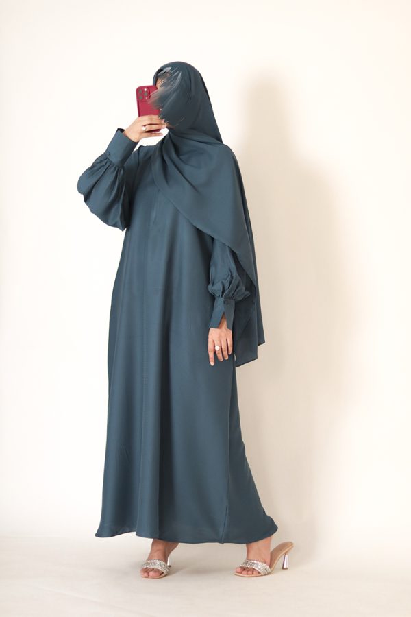 Palm Green Textured Silk Muse Abaya