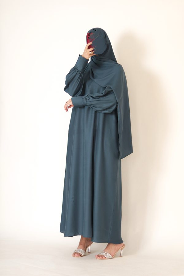 Palm Green Textured Silk Muse Abaya - Image 7