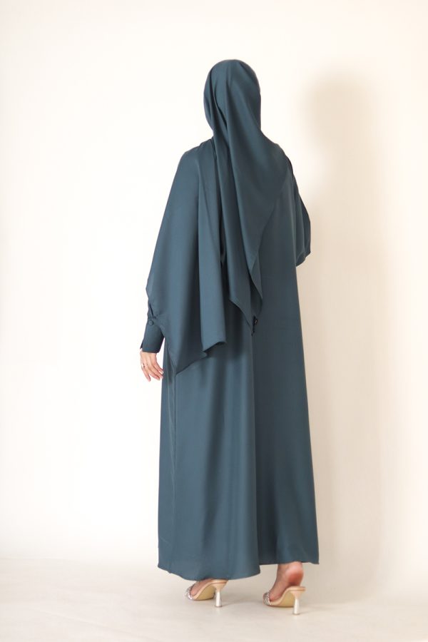 Palm Green Textured Silk Muse Abaya - Image 3