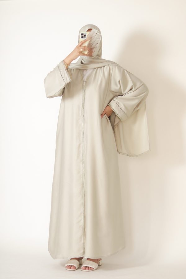 Sea Salt Sage Silk Abaya - Image 9