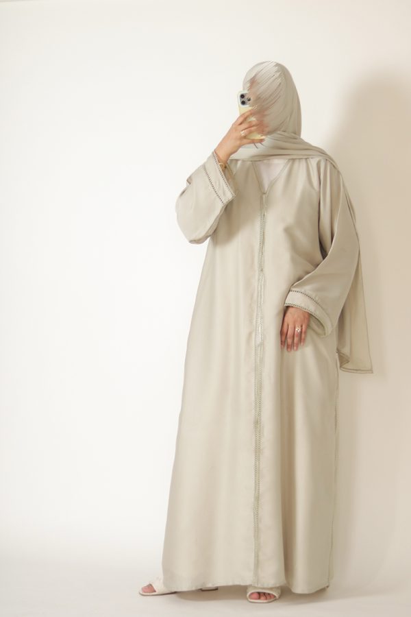 Sea Salt Sage Silk Abaya - Image 7