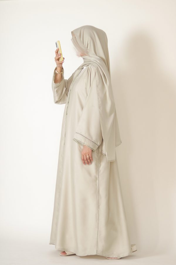 Sea Salt Sage Silk Abaya - Image 6