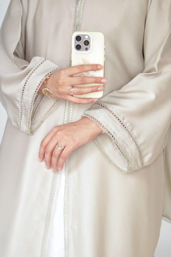 Sea Salt Sage Silk Abaya - Image 3