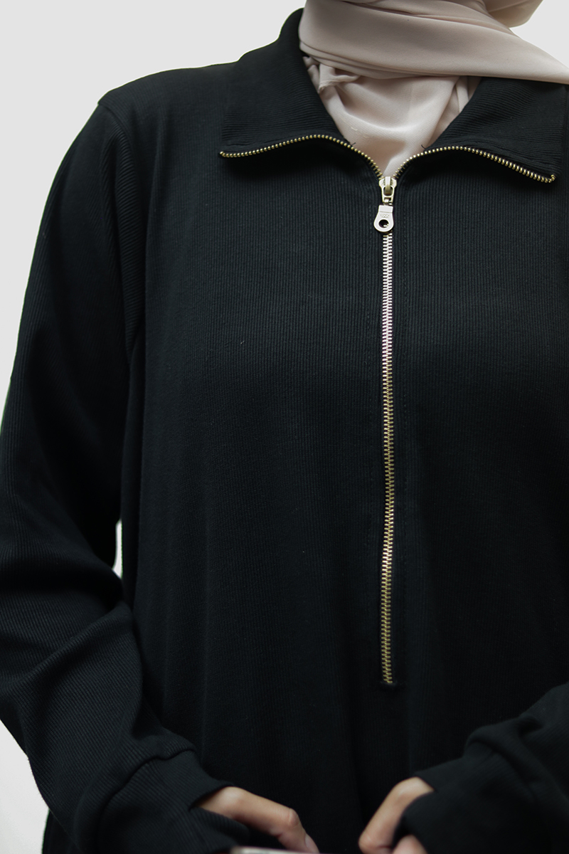 Black Knit Abaya 11 Black Knit Abaya - Image 11