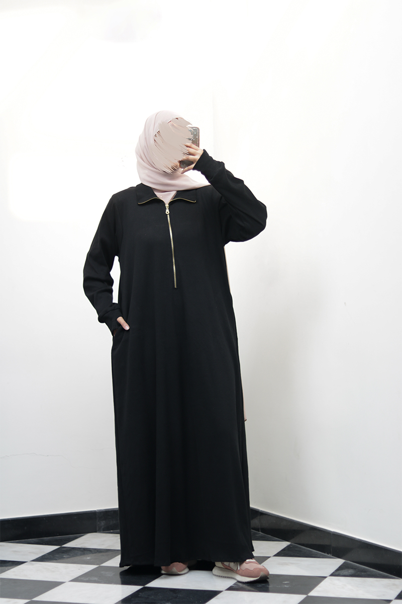 Black Knit Abaya 8 Black Knit Abaya - Image 8
