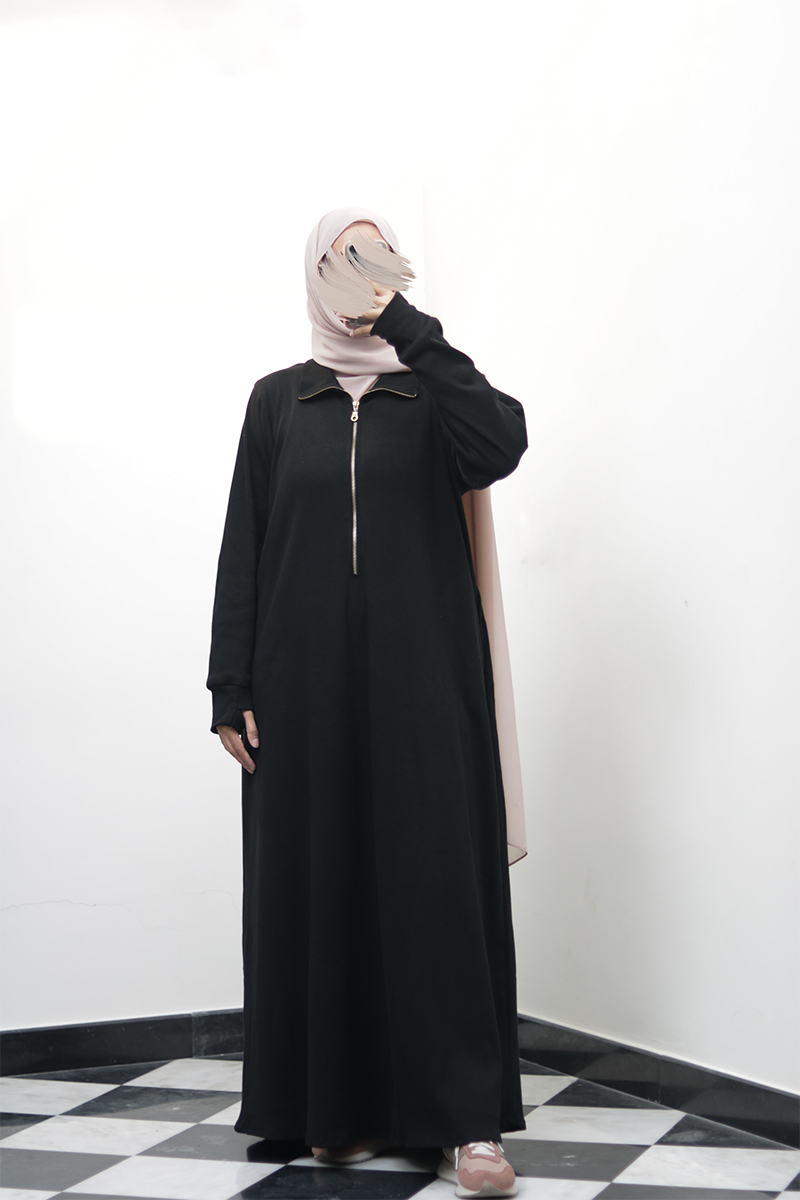 Black Knit Abaya 7 Black Knit Abaya - Image 7