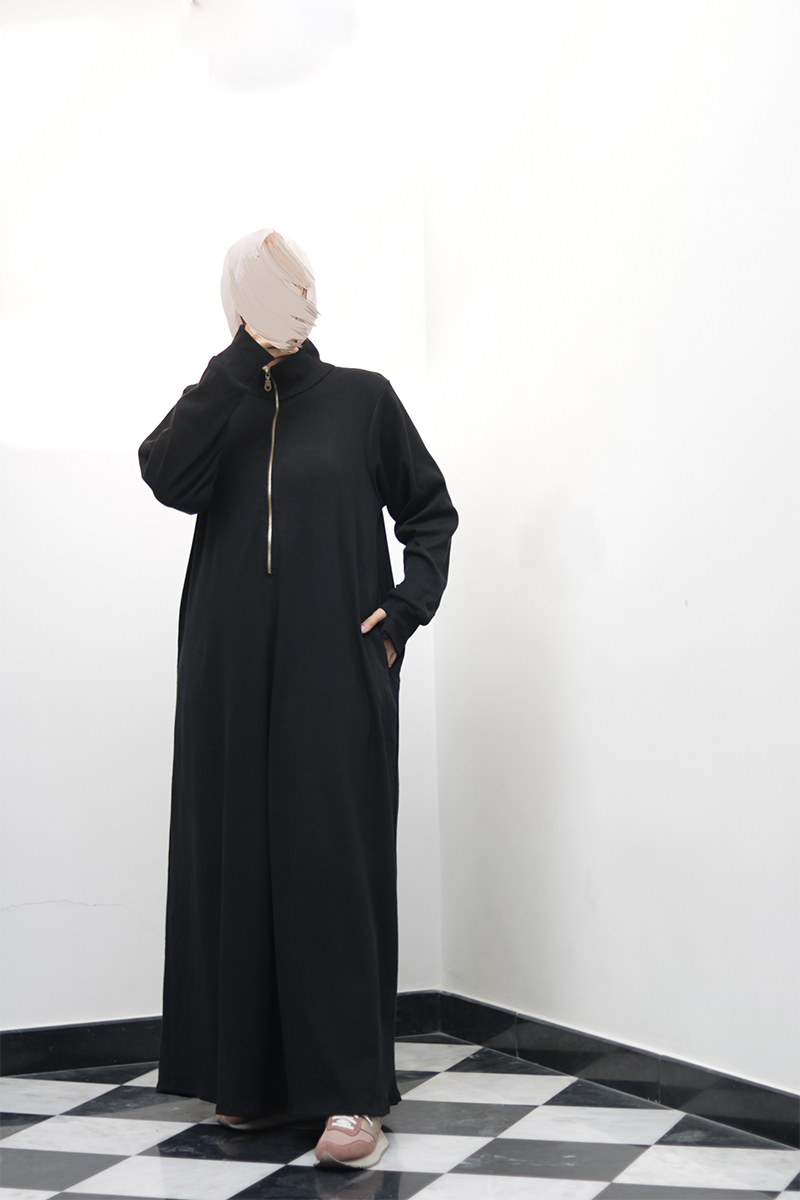 Black Knit Abaya 6 Black Knit Abaya - Image 6