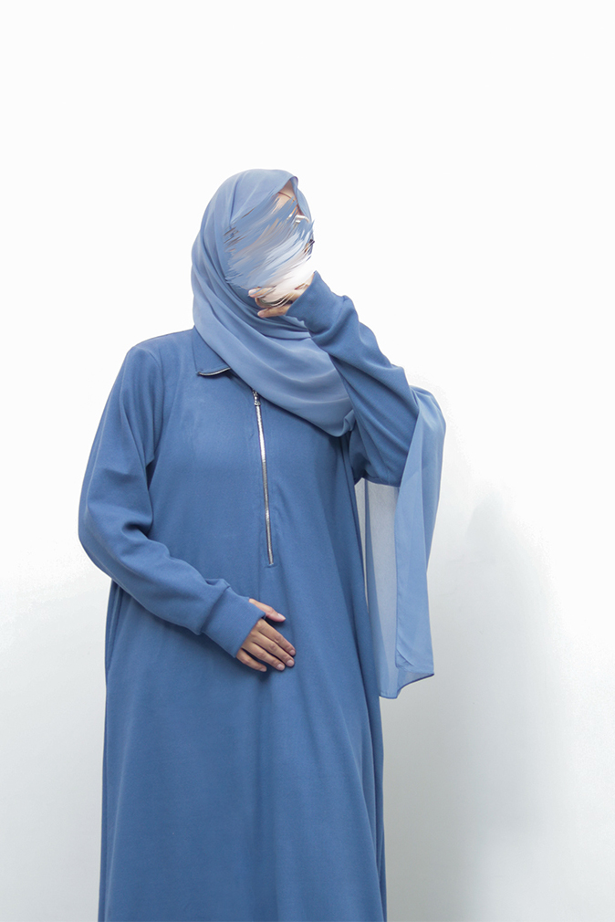 Blueberry Cream Knit Abaya 7 Blueberry Cream Knit Abaya - Image 7