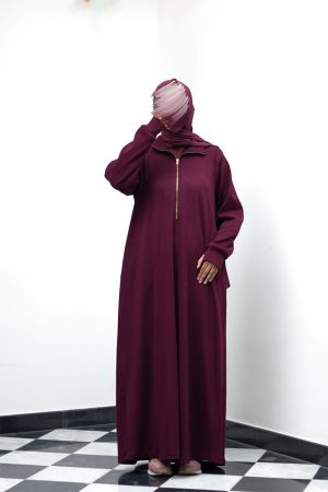 Burgundy Knit Abaya