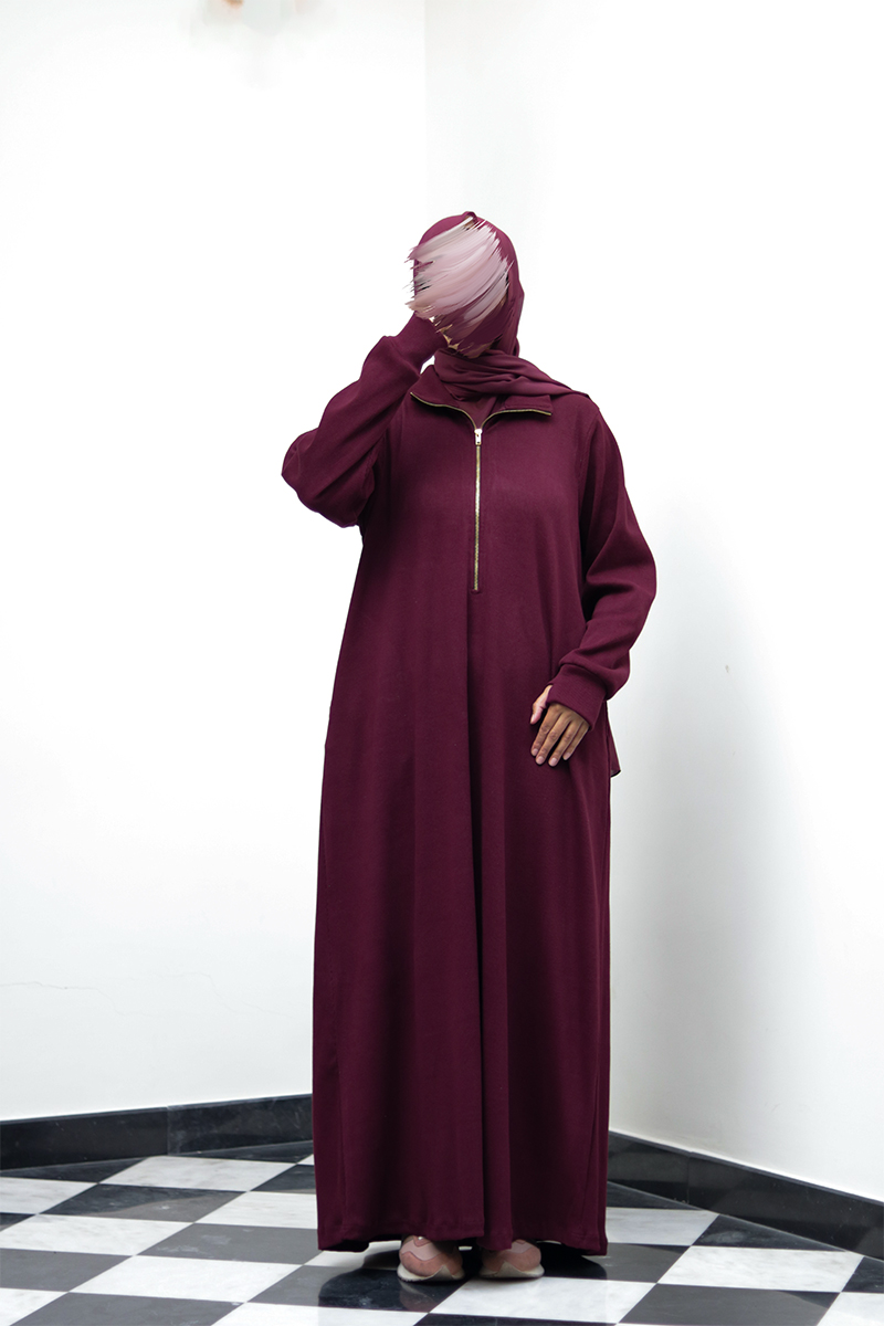 Burgundy Knit Abaya 1 Burgundy Knit Abaya