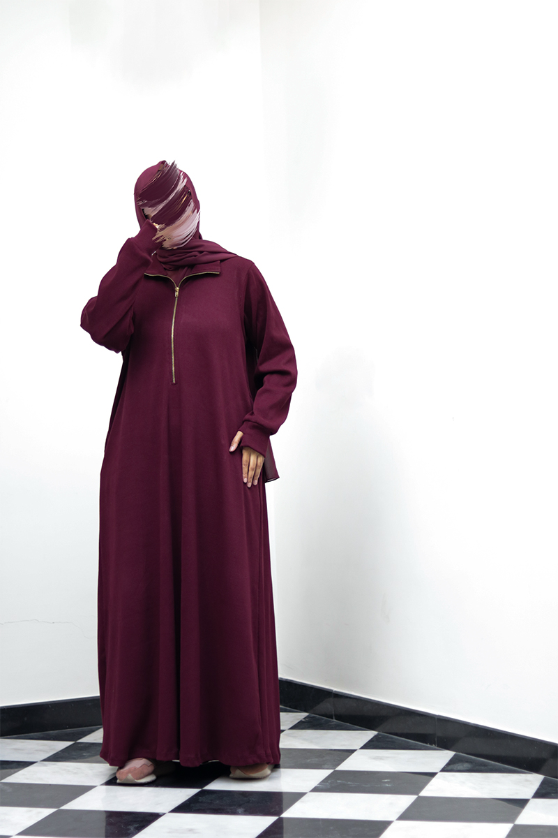 Burgundy Knit Abaya 7 Burgundy Knit Abaya - Image 7