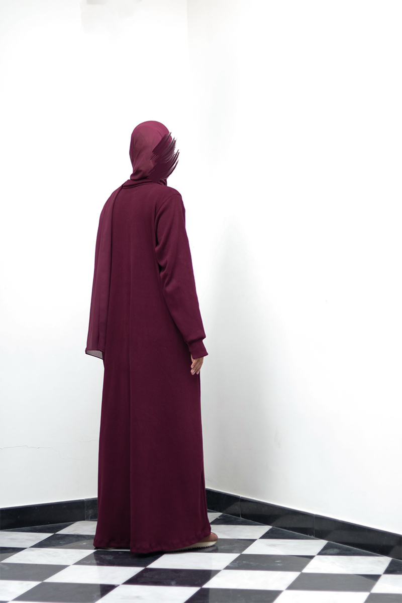 Burgundy Knit Abaya 4 Burgundy Knit Abaya - Image 4