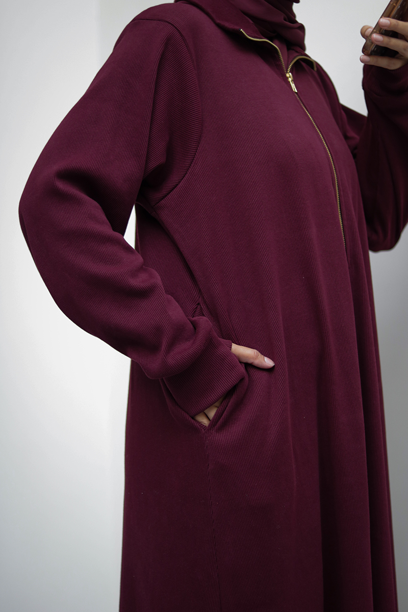 Burgundy Knit Abaya 14 Burgundy Knit Abaya - Image 14