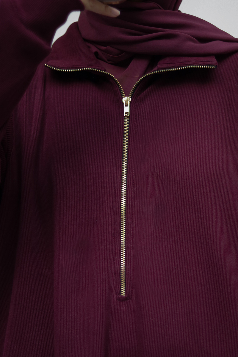 Burgundy Knit Abaya 13 Burgundy Knit Abaya - Image 13