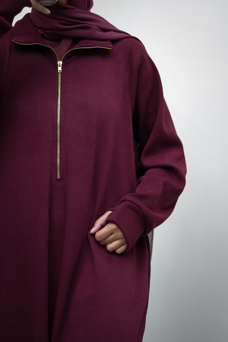Burgundy Knit Abaya 12 Burgundy Knit Abaya - Image 12
