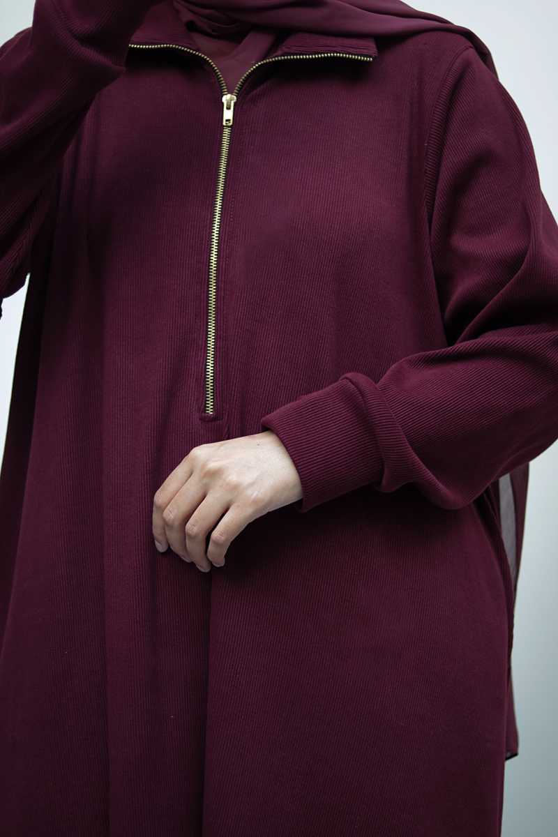 Burgundy Knit Abaya 10 Burgundy Knit Abaya - Image 10