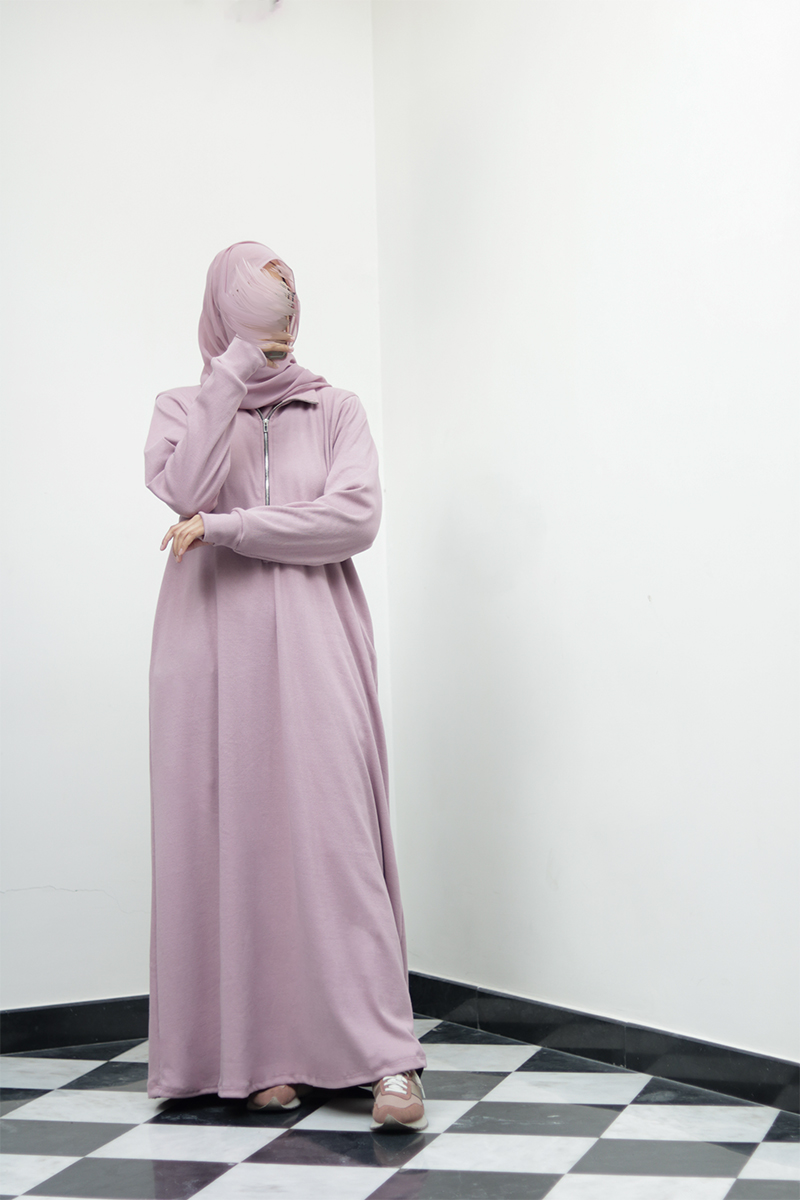 Dreamy Pink Knit Abaya 9 Dreamy Pink Knit Abaya - Image 9