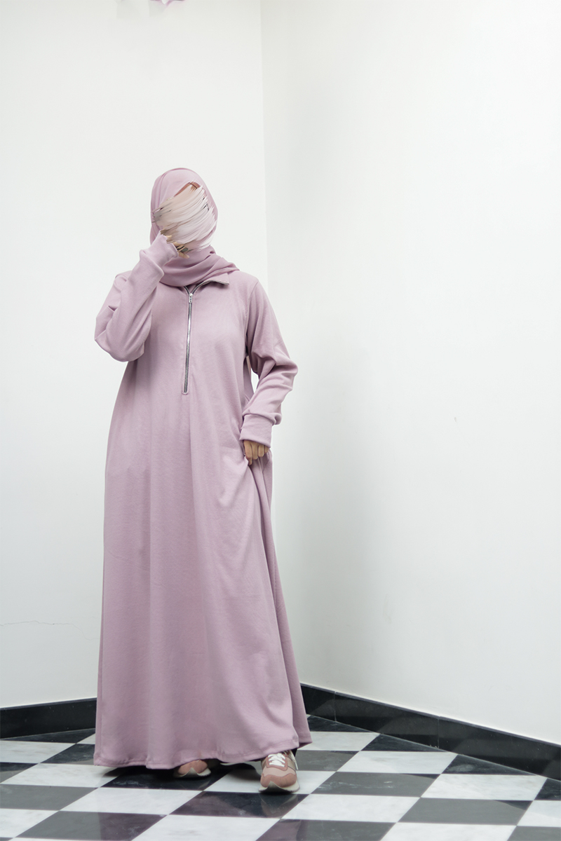 Dreamy Pink Knit Abaya 8 Dreamy Pink Knit Abaya - Image 8