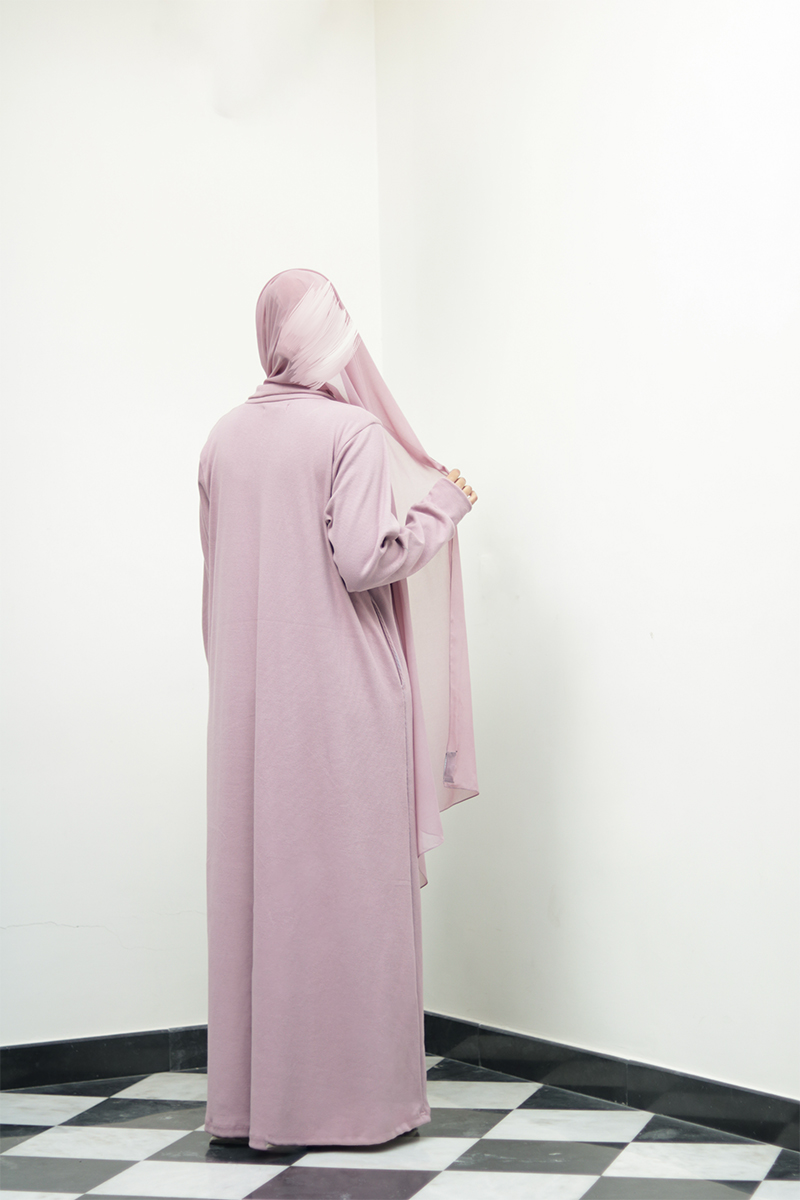 Dreamy Pink Knit Abaya 7 Dreamy Pink Knit Abaya - Image 7