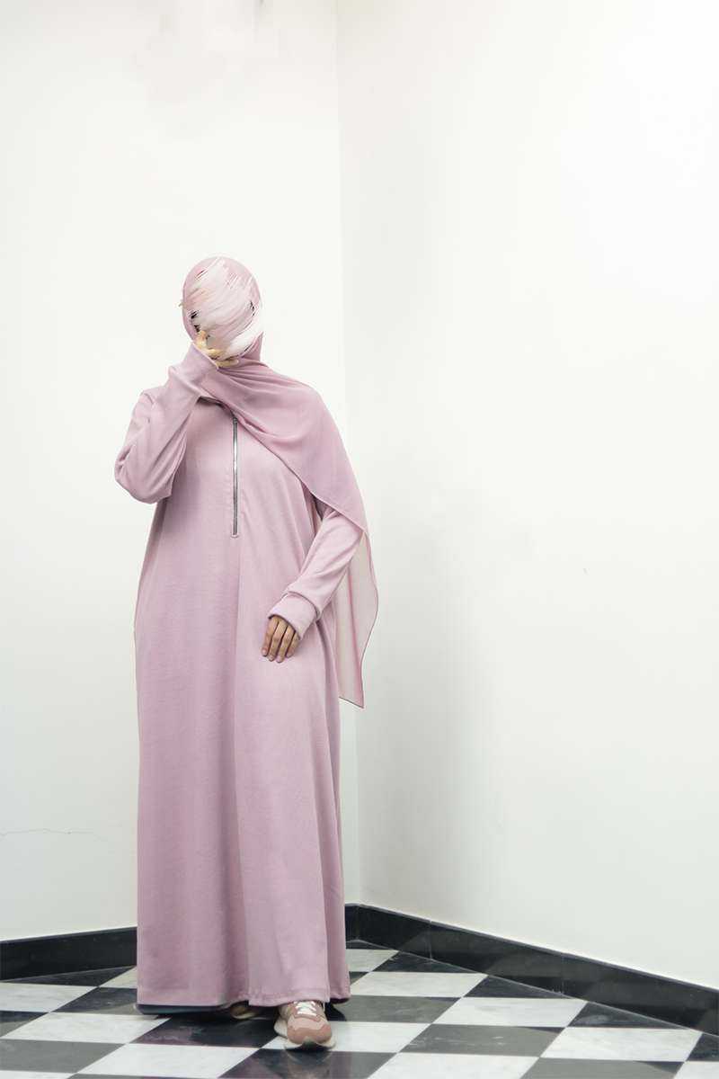 Dreamy Pink Knit Abaya 1 Dreamy Pink Knit Abaya