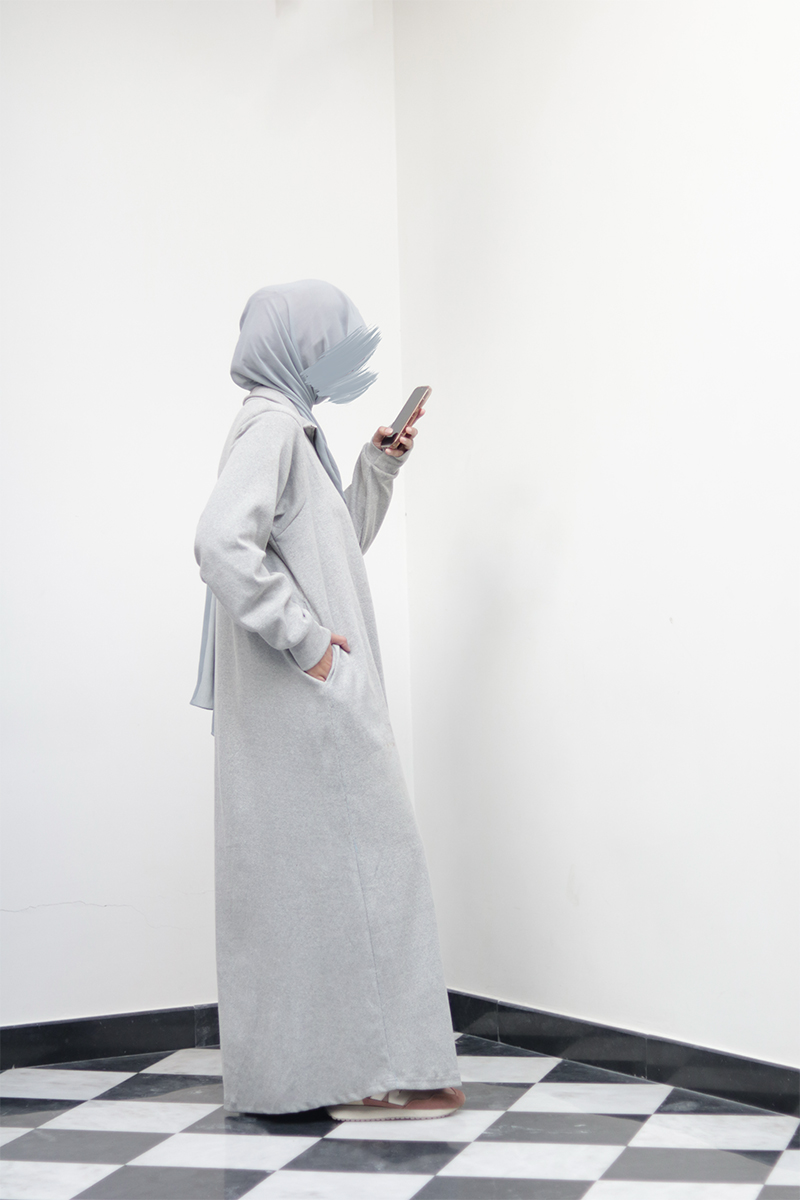 Light Grey Knit Abaya 11 Light Grey Knit Abaya - Image 11